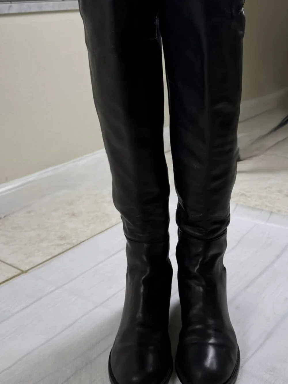 STUART WEITZMAN 5050 Black Leather Over-the-Knee Boots | Size 6.5M